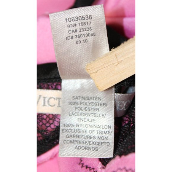 Victoria's Secret Pink Satin Black Lace Chemise Negligee sz S Lingerie Slit - Picture 6 of 6